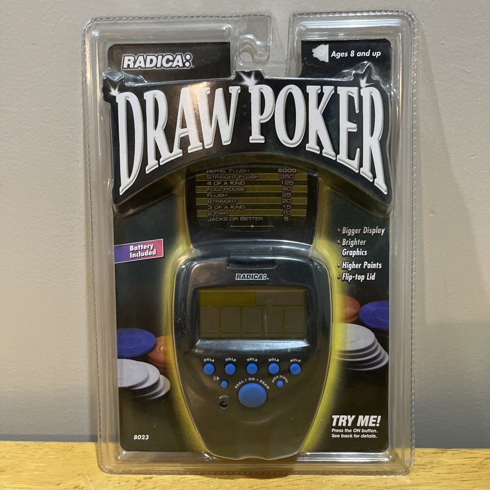 Radica Draw Poker #8023 Vintage 1999 Handheld Electronic Game -‎ NOS Sealed